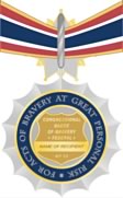 Color illustration of the reverse view of the federal Badge of Bravery medal on a ribbon