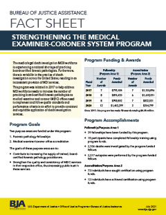 Thumbnail of cover of the Strengthening the Medical Examiner-Coroner Program Fact Sheet