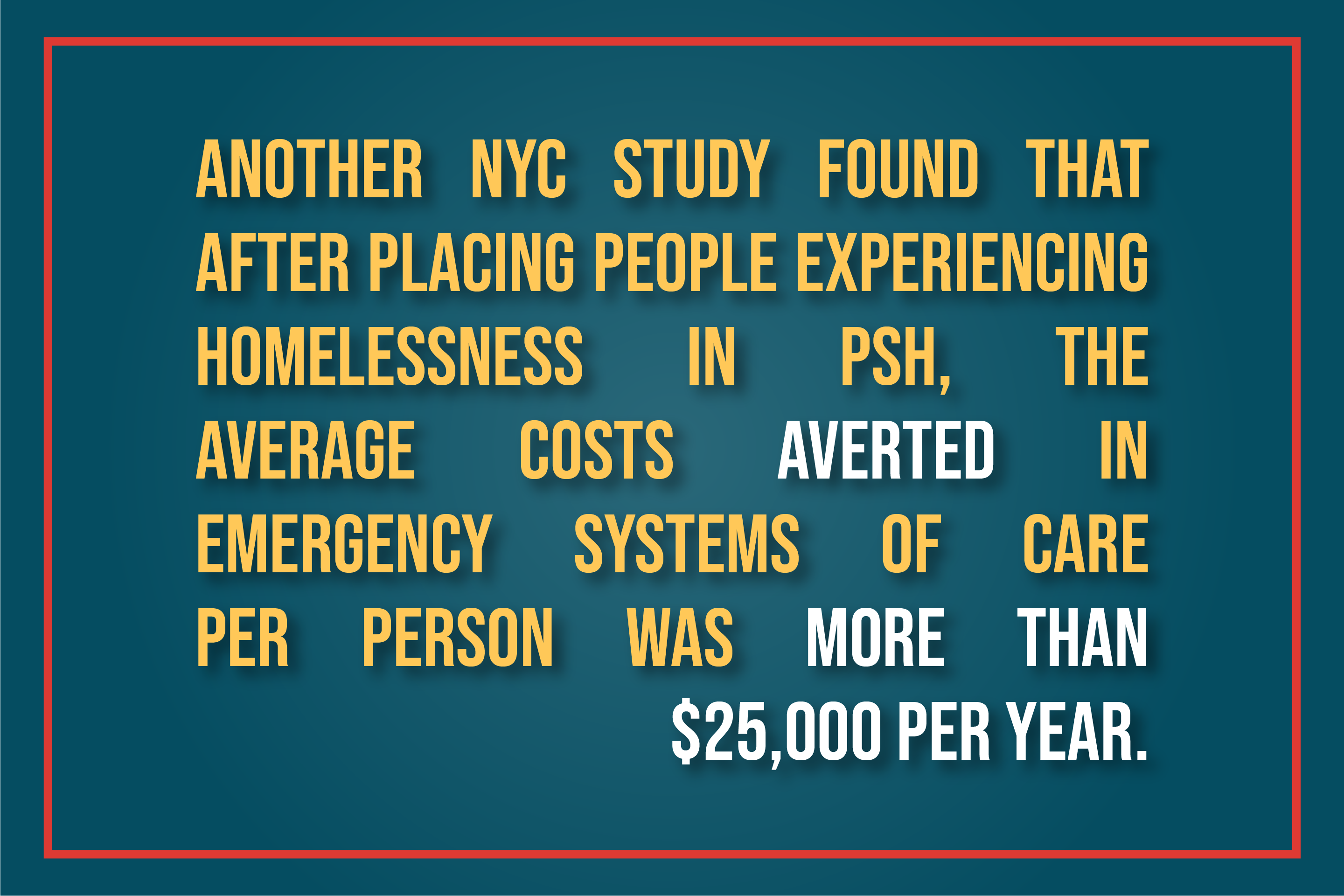 One NYC study found that the average costs averted in emergency systems of care per person was more than $25,000 per year.