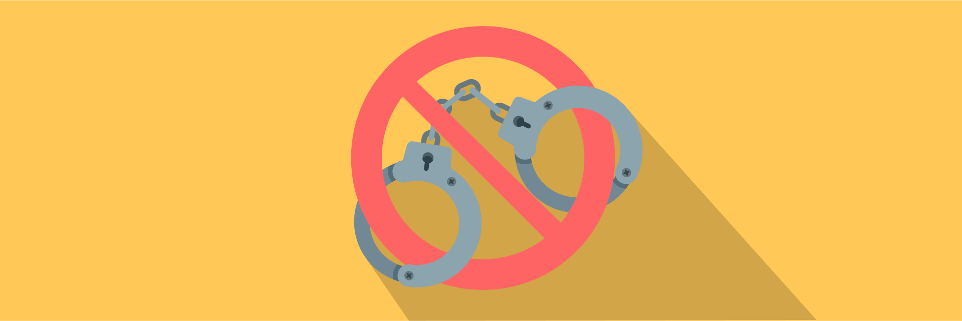 icon of handcuffs in a circle with line through it