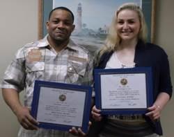 Alex May (right) stands with Matthew Duncan for a photo after each earned their GED with the help of the DAWN Program.  Photo courtesy Shelletta Baker