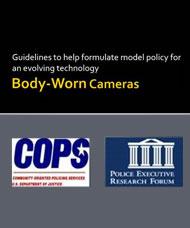Flyer for Body-Worn Camera Guidelines to help formulate model policy for an evolving technology