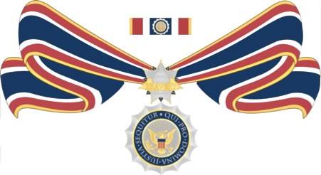 a color illustration of the Federal Badge of Bravery medal on a ribbon