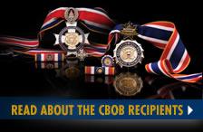 badge of bravery medals over the words "read about the CBOB recipients"