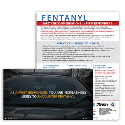 flyer with text on it for Fentanyl safety recommendations for first responders