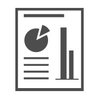 rectangular icon with pie chart and bar graph to represent a resource document
