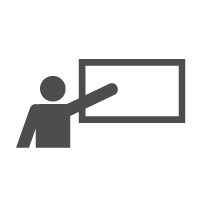 icon of a person pointing to a whiteboard